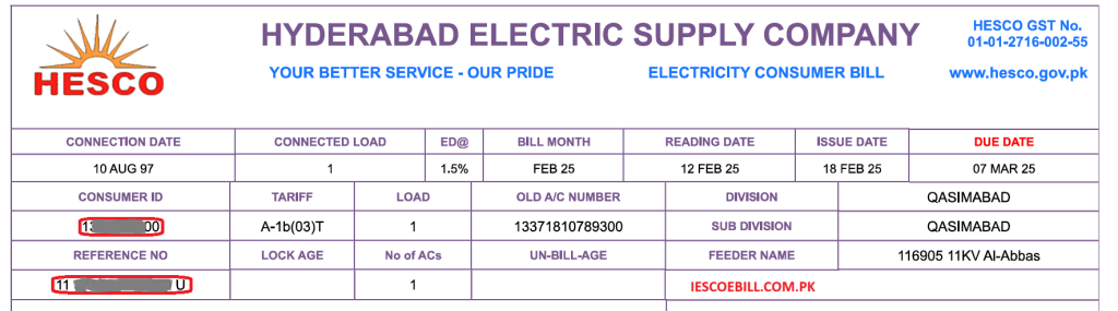 HESCO Online Bill 1 HESCO ONLINE BILL