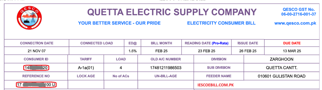 QESCO Online Bill 1 QESCO ONLINE BILL